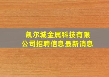 凯尔城金属科技有限公司招聘信息最新消息