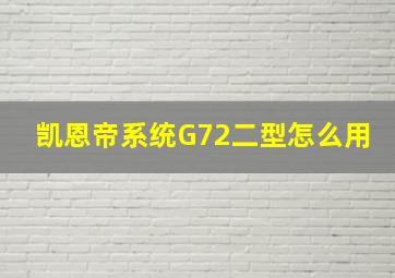 凯恩帝系统G72二型怎么用