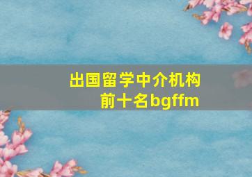 出国留学中介机构前十名bgffm