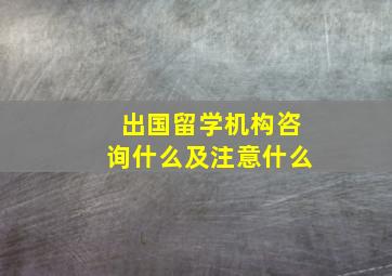 出国留学机构咨询什么及注意什么