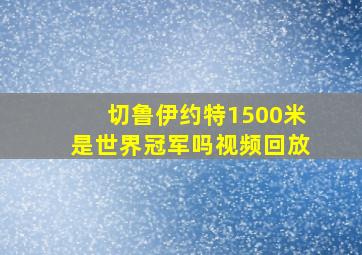 切鲁伊约特1500米是世界冠军吗视频回放