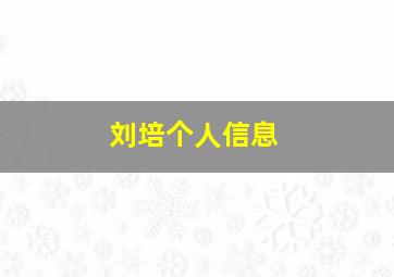 刘培个人信息