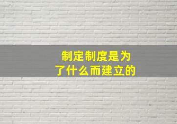 制定制度是为了什么而建立的