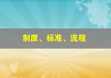 制度、标准、流程