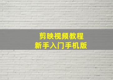 剪映视频教程新手入门手机版