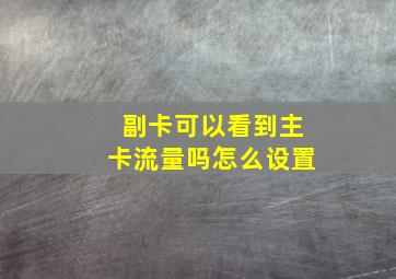 副卡可以看到主卡流量吗怎么设置