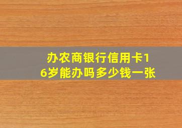 办农商银行信用卡16岁能办吗多少钱一张