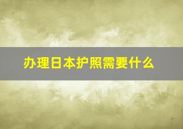 办理日本护照需要什么