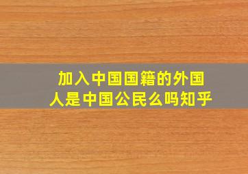 加入中国国籍的外国人是中国公民么吗知乎