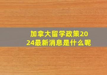 加拿大留学政策2024最新消息是什么呢