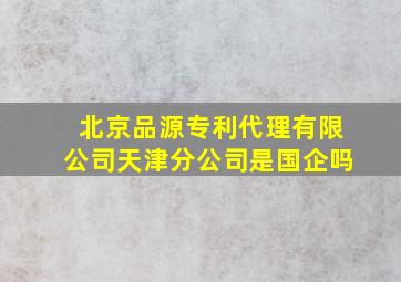 北京品源专利代理有限公司天津分公司是国企吗