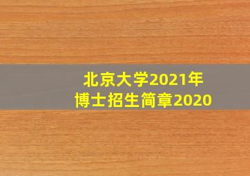 北京大学2021年博士招生简章2020