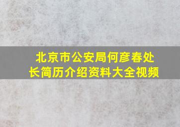 北京市公安局何彦春处长简历介绍资料大全视频