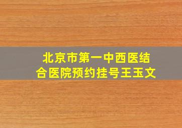 北京市第一中西医结合医院预约挂号王玉文