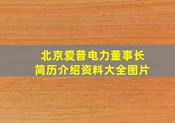 北京爱普电力董事长简历介绍资料大全图片