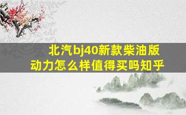 北汽bj40新款柴油版动力怎么样值得买吗知乎