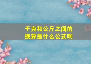 千克和公斤之间的换算是什么公式啊