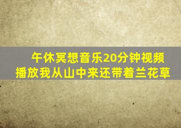 午休冥想音乐20分钟视频播放我从山中来还带着兰花草