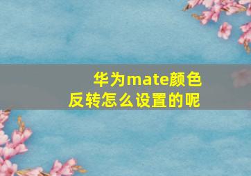 华为mate颜色反转怎么设置的呢