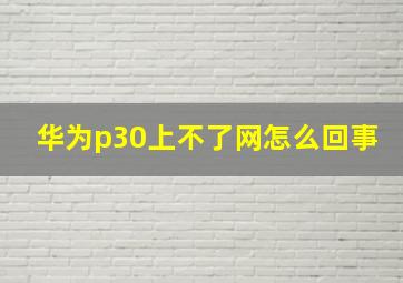 华为p30上不了网怎么回事