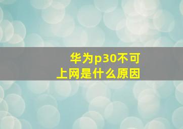 华为p30不可上网是什么原因