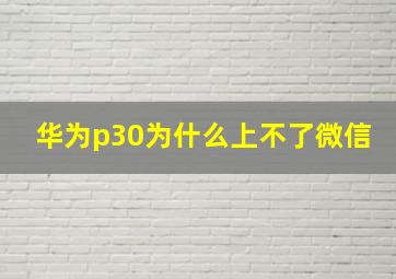 华为p30为什么上不了微信