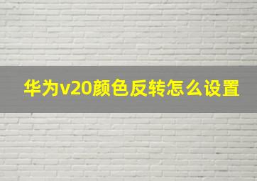 华为v20颜色反转怎么设置