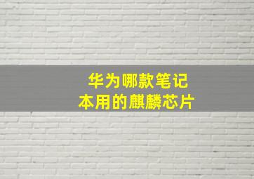 华为哪款笔记本用的麒麟芯片