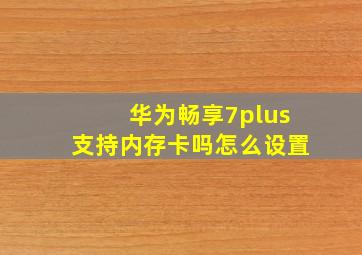 华为畅享7plus支持内存卡吗怎么设置