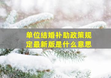 单位结婚补助政策规定最新版是什么意思