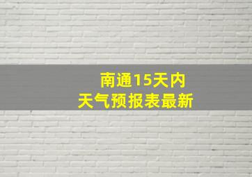 南通15天内天气预报表最新