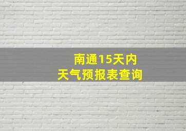 南通15天内天气预报表查询