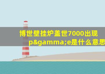 博世壁挂炉盖世7000出现pγe是什么意思