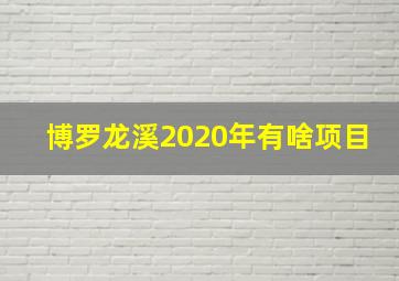 博罗龙溪2020年有啥项目