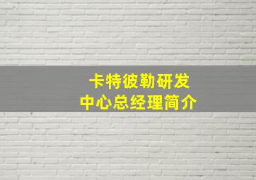 卡特彼勒研发中心总经理简介