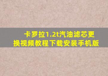 卡罗拉1.2t汽油滤芯更换视频教程下载安装手机版