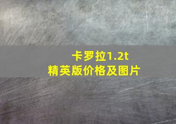 卡罗拉1.2t精英版价格及图片