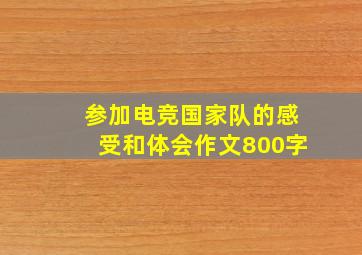 参加电竞国家队的感受和体会作文800字