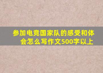 参加电竞国家队的感受和体会怎么写作文500字以上