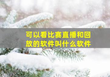 可以看比赛直播和回放的软件叫什么软件