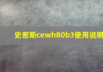 史密斯cewh80b3使用说明