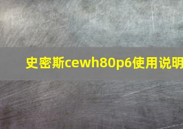 史密斯cewh80p6使用说明