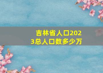 吉林省人口2023总人口数多少万