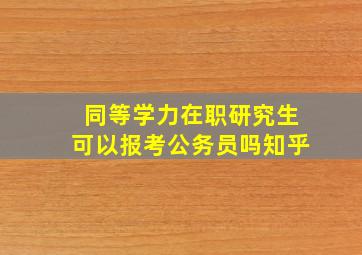 同等学力在职研究生可以报考公务员吗知乎