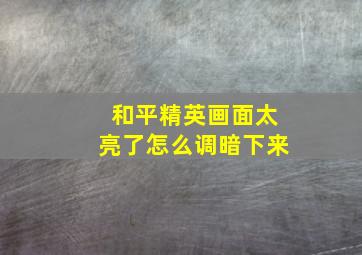 和平精英画面太亮了怎么调暗下来