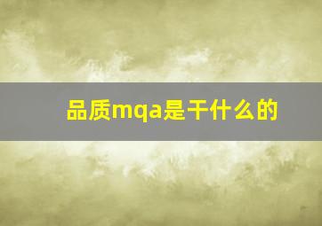 品质mqa是干什么的