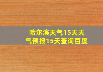 哈尔滨天气15天天气预报15天查询百度