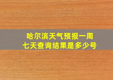 哈尔滨天气预报一周七天查询结果是多少号