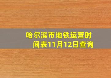 哈尔滨市地铁运营时间表11月12日查询