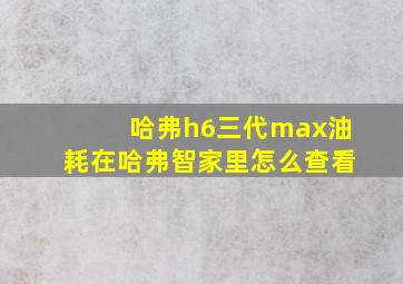 哈弗h6三代max油耗在哈弗智家里怎么查看